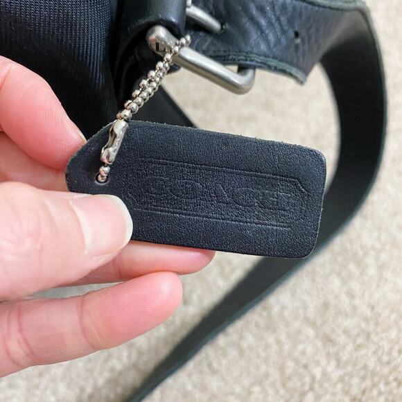 Coach Black Nylon Messenger Bag w Leather Trim Flap Closure Adjustable Straps - Picture 11 of 12